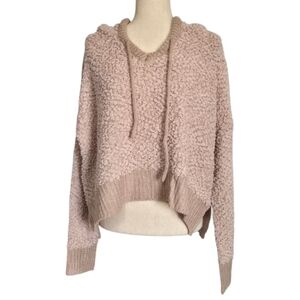 POL  Popcorn Knit Hoodie Sweater Neutral Taupe Textured Pullover Size Small